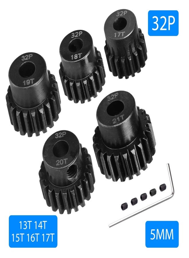 AIMROCK 5-Pack 32P RC Motor Pinion Gears Set: 17T 18T 19T 20T 21T Upgrade Parts for RC Car 5mm Shaft Motor - Image 2